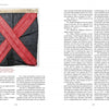 At the top left of a page from "Three Cheers for the Chesapeake!" by Schiffer Publishing, Ltd., a rectangular Confederate battle flag with a red saltire on a dark background appears above two-column Civil War history text.
