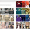 The SFP LookBook: Mercedes-Benz Fashion Week Fall/Winter 2014 Collections by Schiffer Publishing, Ltd. features color palettes and fabric swatches in a grid layout with photos of red, blue, green, gold, silver, and purple clothing items.