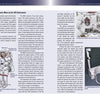 A two-page spread from "Disasters in Space" by Schiffer Publishing, Ltd. features text on ISS astronauts' spacesuits, references to US and Soviet missions, with diagrams and photos of suit components, an astronaut, and hardware.