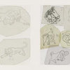 Classic Tattoo Stencils 2 by Schiffer Publishing, Ltd. features hand-drawn animal sketches and acetate stencils—mostly tigers, panthers, and lions in varied poses—in the mid-20th-century tattoo style on white and beige paper backgrounds.