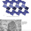A black-and-white SEM photo displays a fractured Quartz crystal with polygonal faces atop a rough surface, as featured in Schiffer Publishing, Ltd.'s Collector's Guide to Quartz and Other Silica Minerals.