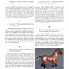 A catalog page from Schiffer Publishing, Ltd. features Hartland Horses, with descriptions and photos like a reddish-gold buckskin polo pony figurine with white markings, plus horse names, numbers, histories, and info on other plastic horse collectibles.