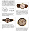 A page from Compass Chronicles by Schiffer Publishing, Ltd. shows text on Swiss wrist compasses, photos of three vintage models from above, and a labeled technical drawing—ideal for compass collectors and history enthusiasts.
