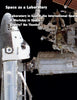 A space shuttle docks at the International Space Station with a text overlay about Schiffer Publishing, Ltd.'s "From Space to Earth," exploring space as a lab, space technology, working in orbit, and gravity challenges.