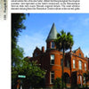 Savannah Architectural Tours by Schiffer Publishing, Ltd. features a large red-brick mansion with a tall turret, arched windows, and decorative trim on a tree-lined corner. Informative text appears above and beside the image.