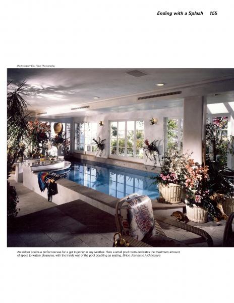 Entertainment Rooms by Schiffer Publishing, Ltd. showcases bright indoor pool rooms with large windows, lush plants, lounge chairs, and a stylish home bar for a relaxing, sunlit leisure space.