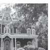 Black-and-white photo of a grand Victorian house with ornate trim, surrounded by greenery. Text describes Holly hiding after a chilling Atlanta ghost story, as featured in "Haunted History" by Schiffer Publishing, Ltd.