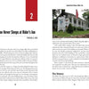 An open book from Schiffer Publishing, Ltd.’s "Ohio's Haunted Crimes" reveals text and a color photo of Rider’s Inn in Painesville, Ohio—its white columns, porch, and flag beside a sign—rumored to be haunted in local ghost stories.