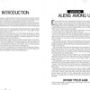 Two pages from "Alien Arrival: Salvation or Destruction" by Schiffer Publishing, Ltd. show black text on white; the "INTRODUCTION" explores curiosity about extraterrestrial life, while "ALIENS AMONG US" covers alien types and related UFO encounters.