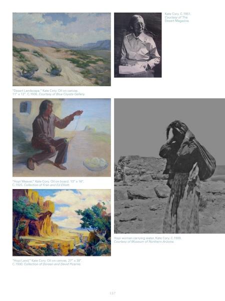 Shadows on the Mesa by Schiffer Publishing, Ltd. features a collage of Kate Cory’s paintings and photos, including desert scenes, a Hopi weaver portrait, and Native American women’s images, all with descriptive captions and credits.