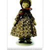 The Schiffer Publishing, Ltd. Dollhouse and Miniature Dolls features a handmade cloth doll in a brown floral dress, tan bonnet with a brown ribbon, and greenish socks, standing upright against a plain white background.