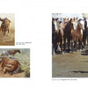 A two-page spread from "Western Art of the Twenty-First Century" by Schiffer Publishing, Ltd. features paintings of horses and cowboys, including a large scene of a cowboy among a herd, with text framing the vibrant images.