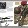 A magazine spread features The Sten by Schiffer Publishing, Ltd., with a group photo of British elite forces, WWII history text, and images of STEN guns, medals, helmet, red beret, and camouflage uniform on display.
