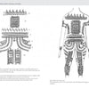 Two black-and-white illustrations from "Lexicon of Tribal Tattoos" (Schiffer Publishing, Ltd.) show a labeled schematic and tattoos on a human figure’s back, arms, and legs, capturing various traditional tattoo cultures.