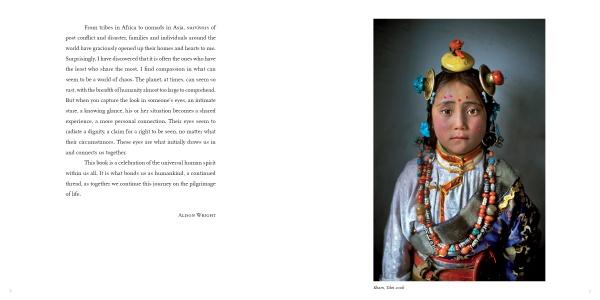 A young Tibetan girl in traditional attire and jewelry gazes calmly at the camera, echoing the power of human portraits featured in "Human Tribe" by Schiffer Publishing, Ltd.