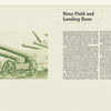 Sepia-toned image of large American mobile artillery on wheeled carriages, beside text headed “Navy Field and Landing Guns.” From "American Breechloading Mobile Artillery 1875-1953" by Schiffer Publishing, Ltd.