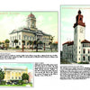 A collage of three vintage postcards from Schiffer Publishing, Ltd.'s "St. John's River" captures Jacksonville, FL landmarks—the Duval County Courthouse, Police Theater, and Government Building and Post Office—reflecting the city’s illustrated riverfront history.