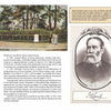A page from Schiffer Publishing, Ltd.’s "Cambridge, Massachusetts" shows a vintage photo of Elmwood House near Harvard Square, two people by a fence, a portrait of James Russell Lowell, and text on Lowell and Elmwood House’s history.