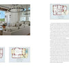 A magazine spread highlights "Anatomy of a Great Home" by Schiffer Publishing, Ltd., featuring a modern living room, large windows, and three labeled floor plans—showcasing sustainable American home design.