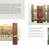 A two-page spread from *Artistry in Fiber, Vol. 1* by Schiffer Publishing, Ltd., showcases Susan Hoenig’s mixed-media abstract fiber art, including her headshot, artist statement, and five earthy-toned, textured artworks.