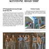 A page from "Small Town Pennsylvania" by Schiffer Publishing, Ltd. showcases Greene County, PA, with text and two photos: welcome center banners and a miners' group in work clothes.