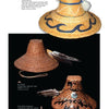 Three woven cedar bark hats with unique designs, feathers, and shells are featured on a white background, highlighting Northwest Coast native art. From the book Contemporary Art on the Northwest Coast by Schiffer Publishing, Ltd.
