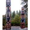 Contemporary Art on the Northwest Coast" by Schiffer Publishing, Ltd. showcases tall, colorful totem poles with carved animal and human figures set outdoors among trees, highlighting Northwest Coast native artistry.