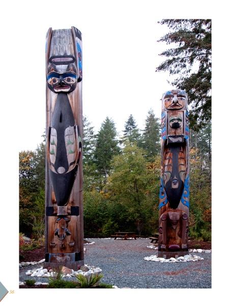 Contemporary Art on the Northwest Coast" by Schiffer Publishing, Ltd. showcases tall, colorful totem poles with carved animal and human figures set outdoors among trees, highlighting Northwest Coast native artistry.
