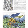 A page from Schiffer Publishing, Ltd.'s "Doodling Borders for Wood Burning, Gourds & Drawing" displays two abstract, flower-filled pattern drawings and a text column in the upper right, with page number 45 at the bottom right.