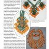 A magazine page showcases Miriam Haskell Jewelry by Schiffer Publishing, Ltd.: vintage costume pieces with green and orange beads, two necklaces, close-up photos, and text detailing their design and creation.