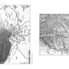 Two black-and-white maps from "Famine, Sword, and Fire" by Schiffer Publishing, Ltd. highlight South and Central Asia—India, China, Tibet—showing the Salween River battle area, WWII Flying Tigers routes, ranges, rivers, borders, and key cities.