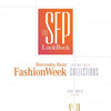 The SFP LookBook: Mercedes-Benz Fashion Week Spring 2014 Collections by Schiffer Publishing, Ltd. features a minimalist white cover with orange and gold text, showcasing Spring 2014 runway looks and top fashion trends.