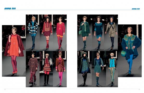 Models on the runway showcase eclectic, layered styles in vibrant patterns and bold colors, as featured in The SFP LookBook: Mercedes-Benz Fashion Week Fall 2013 Collections by Schiffer Publishing, Ltd.