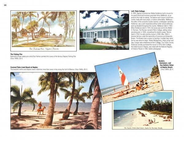 Greetings from Fort Myers and Sanibel Island by Schiffer Publishing, Ltd. features a collage of vintage photos and postcards, showcasing palm-lined beaches, beachgoers, The Fishing Pier in Naples, FL, and classic seaside cottages.