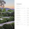 On the left is a landscaped garden with stone paths and greenery. On the right, the book "Regional Landscape Architecture: Southern California" by Schiffer Publishing, Ltd. displays a contents page on gardening in Mediterranean climates.