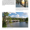 A page from "Small Town Pennsylvania" by Schiffer Publishing, Ltd. features photos of a winter sunset over snowy trees, a river with a bridge and town under a blue sky, plus text highlighting the area's scenery and history.
