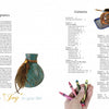 A spread from "Wax on Gourds" by Schiffer Publishing, Ltd. shows acknowledgments beside a turquoise vase with a feather and crayons; opposite, the table of contents appears next to gourd art featuring a decorated gourd drink on a tray.