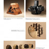 A page from "Contemporary Art of the Southwest" by Schiffer Publishing, Ltd. shows five modern wood and textile sculptures—triangles, geometric, and house-like forms—reflecting Arizona and New Mexico art with artist and material details.