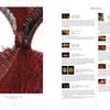 A close-up of the serrated, red mouthparts of a carnivorous plant appears on the left page; right page features a detailed plate index—making "The Sinister Beauty of Carnivorous Plants" by Schiffer Publishing, Ltd. ideal for botany enthusiasts.