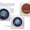 A catalog page features three colorful, round Catalina Island Pottery and Tile plates on stands, displayed with artistic designs and accompanied by descriptions and prices. Brand: Schiffer Publishing, Ltd.