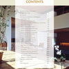 A table of contents page overlays a photo of a sunlit, modern interior. Chapters and pages detail southern architecture in "Contemporary Southern Homes" by Schiffer Publishing, Ltd.