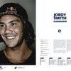 Portrait of a smiling young man in a Schiffer Publishing, Ltd. cap on the left; the right side highlights The Athlete's Cookbook with bold headings, info about its journey, and a timeline at the bottom.