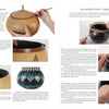 Wax on Gourds by Schiffer Publishing, Ltd. offers a step-by-step guide to preparing gourds for crafting and coiled rim making, with close-up photos showing decoration techniques, tool use, and a finished patterned gourd project.