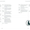A book spread from "Conversations with Nell" by Schiffer Publishing, Ltd. shows a two-column dialogue. At the right page’s bottom, a black cat silhouette sits. Clean serif text captures Devon’s charm and hints at a dog adventure.