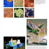 100 Artists of New England" by Schiffer Publishing, Ltd. showcases vibrant abstract map-themed art—oil paintings, sculptures, and a steel map installation—in a gallery and public space where people interact with the works.
