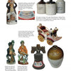 A page from Schiffer Publishing, Ltd.’s "Wine Antiques and Collectibles" catalog shows vintage liquors: novelty figurine bottles, barrels, jugs, and a car-shaped decanter—each with details and prices—ideal for wine cellars or collectors.
