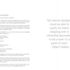 On the left, a book copyright page with publishing info; on the right, a large Albert Hadley quote—Branding + Interior Design by Schiffer Publishing, Ltd. inspires firms seeking intent and clarity beyond brand image.