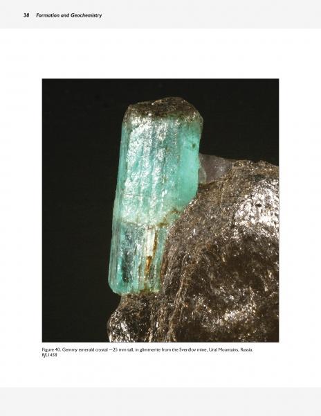 Displayed against a dark background, this 2.5 cm transparent green emerald crystal in glimmerite from Russia’s Sverdlov mine exemplifies the beryl group, as featured in "Collector's Guide to the Beryl Group" by Schiffer Publishing, Ltd.
