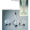 Mauzy's Rare, Unusual, & Unique Depression Glass by Schiffer Publishing features collectible glass vases with intricate etched patterns displayed above elegant silver chandeliers with six flower-shaped frosted lampshades.