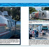 A collage of photos from "Keeping Austin Weird" by Schiffer Publishing, Ltd. features shiny silver Airstream food trucks, people lined up, and groups dining in a vibrant city scene that embodies the unique spirit of Austin.